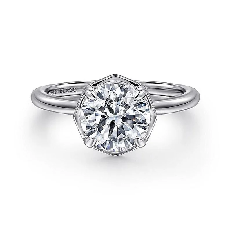 14K White Gold 'Cassi' Hidden Halo Round Diamond Engagement Ring