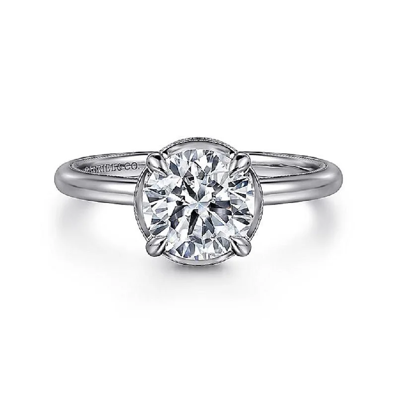 14K White Gold 'Catallina' Round Halo Diamond Engagement Ring