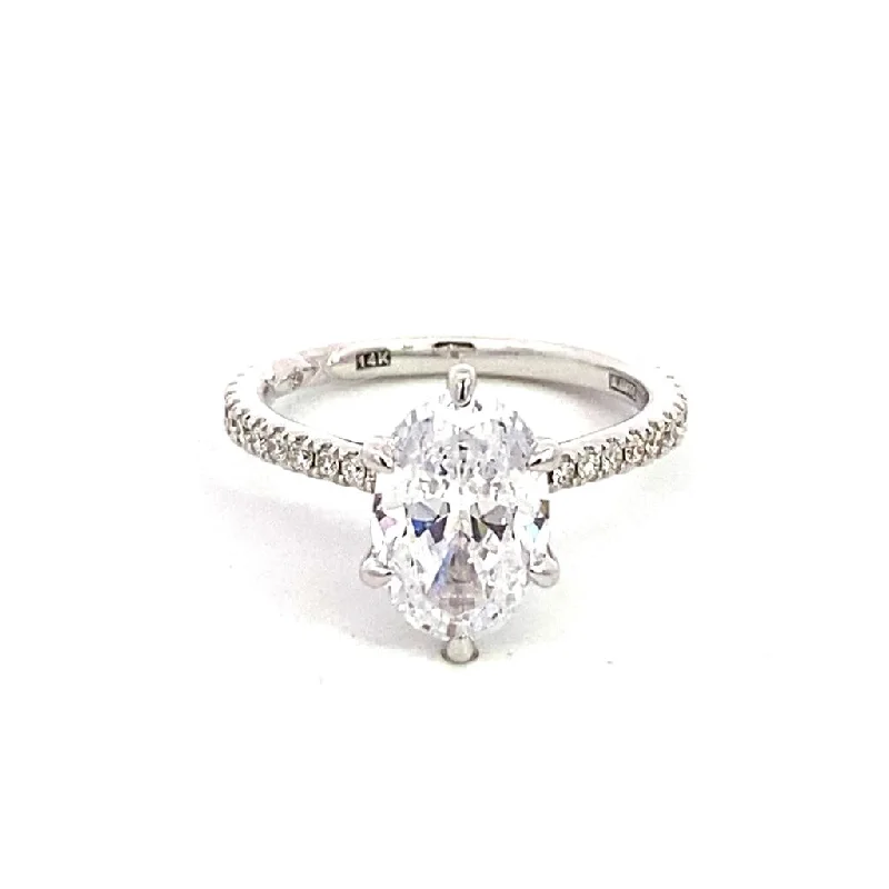 14K White Gold Classic Oval Diamond Engagement Ring