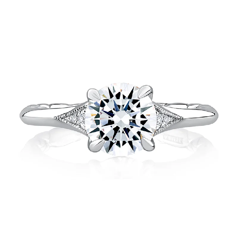 14K White Gold Classic Milgrain Diamond Engagement Ring