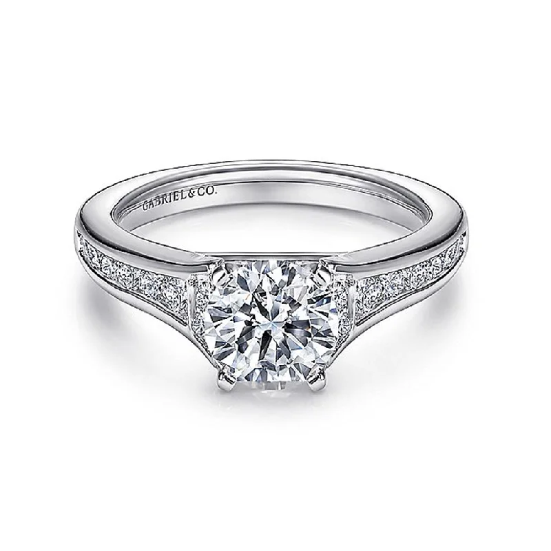 14K White Gold 'Dakota' Classic Round Diamond Engagement Ring