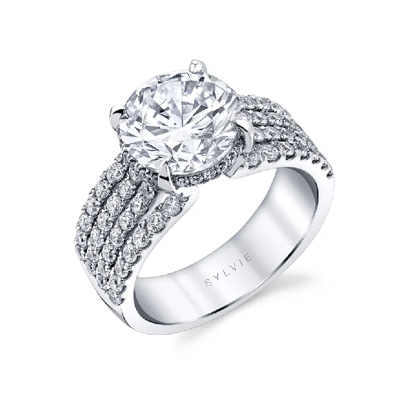 14K White Gold 'Dawn' Hidden Halo Round Diamond Engagement Ring