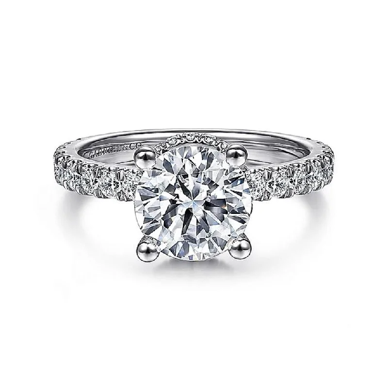 14K White Gold 'Ellis' Hidden Halo Round Diamond Engagement Ring