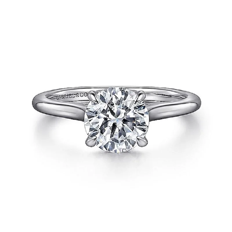 14K White Gold 'Ericka' Hidden Halo Round Diamond Engagement Ring