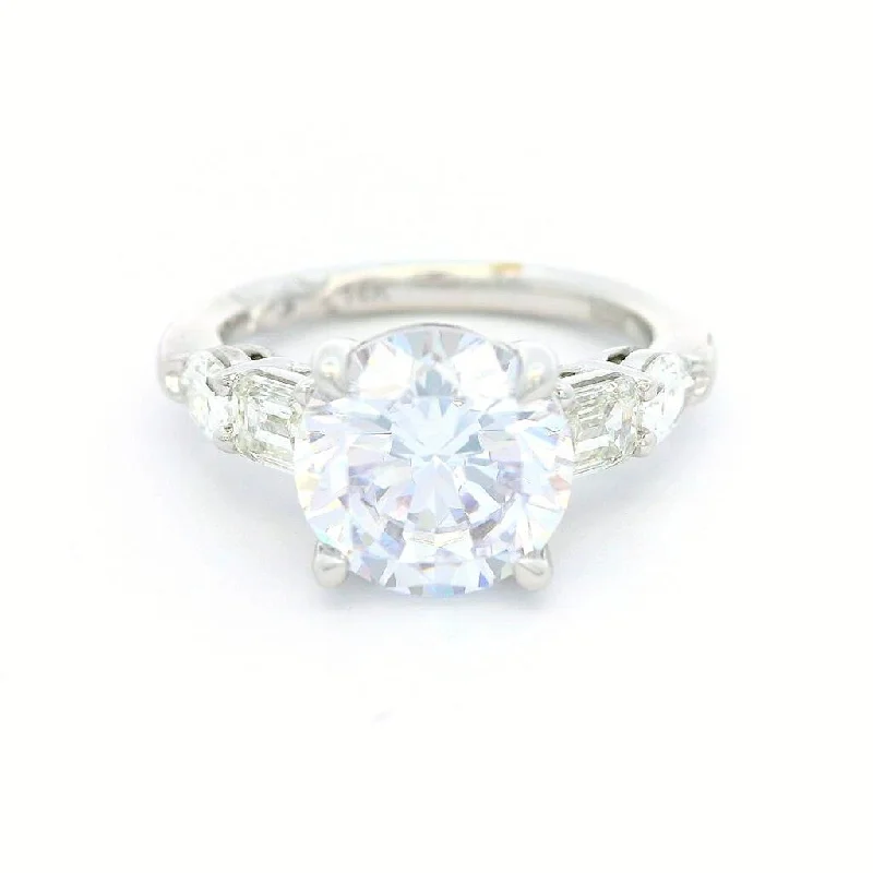 14K White Gold Five Stone Diamond Engagement Ring