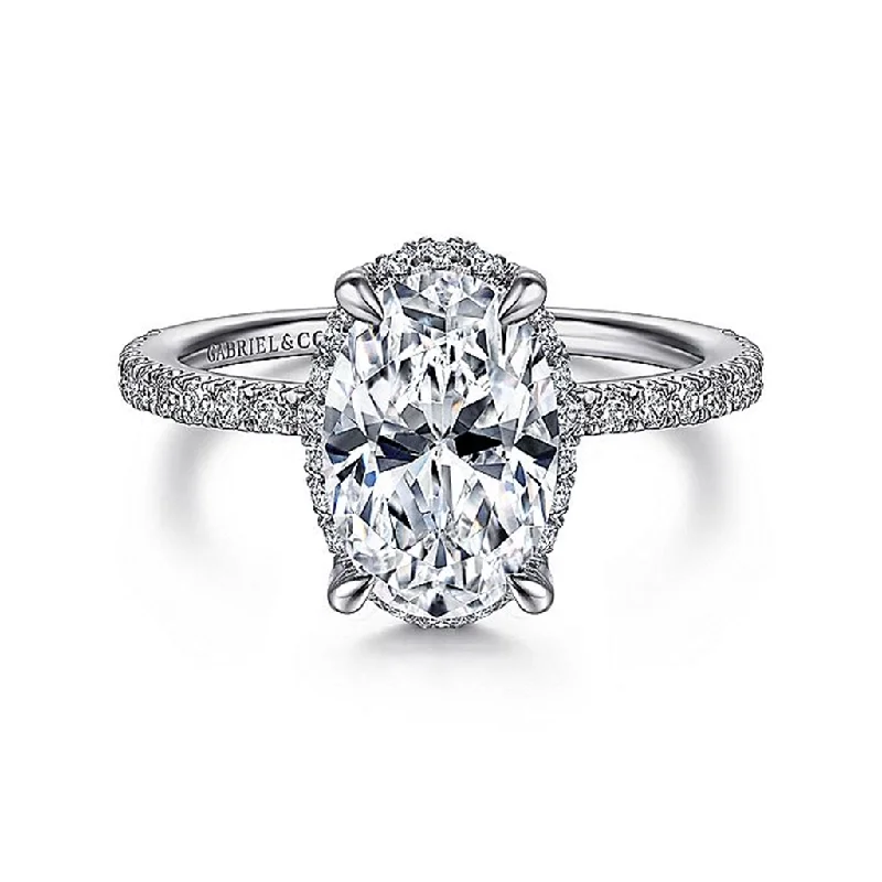 14K White Gold 'Hart' Hidden Halo Oval Diamond Engagement Ring