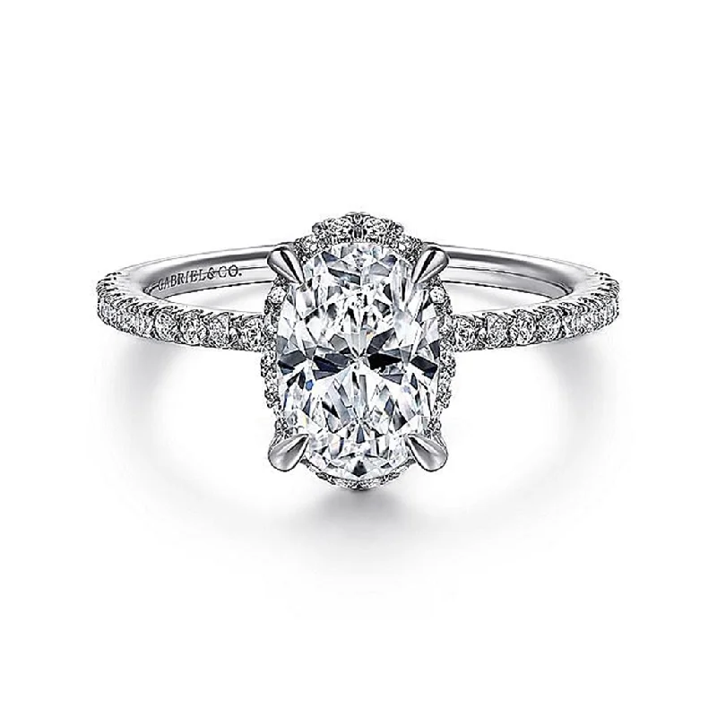 14K White Gold 'Hart' Hidden Halo Oval Diamond Engagement Ring