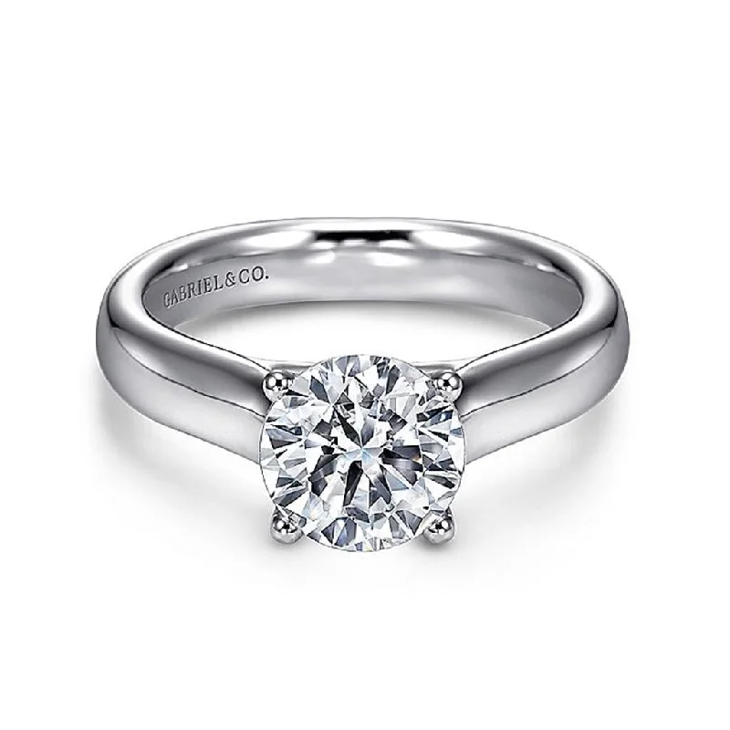 14K White Gold 'Helen' Round Diamond Engagement Ring