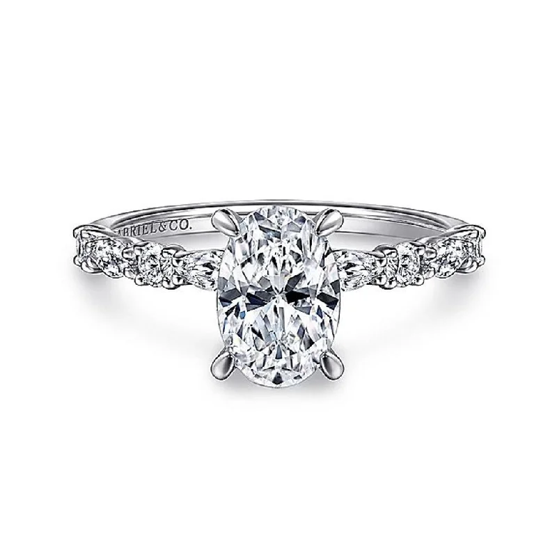 14K White Gold 'Juliet' Classic Oval Diamond Engagement Ring