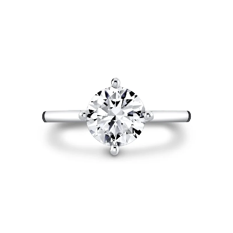 14K White Gold 'Kate' Compass Set Round Diamond Engagement Ring