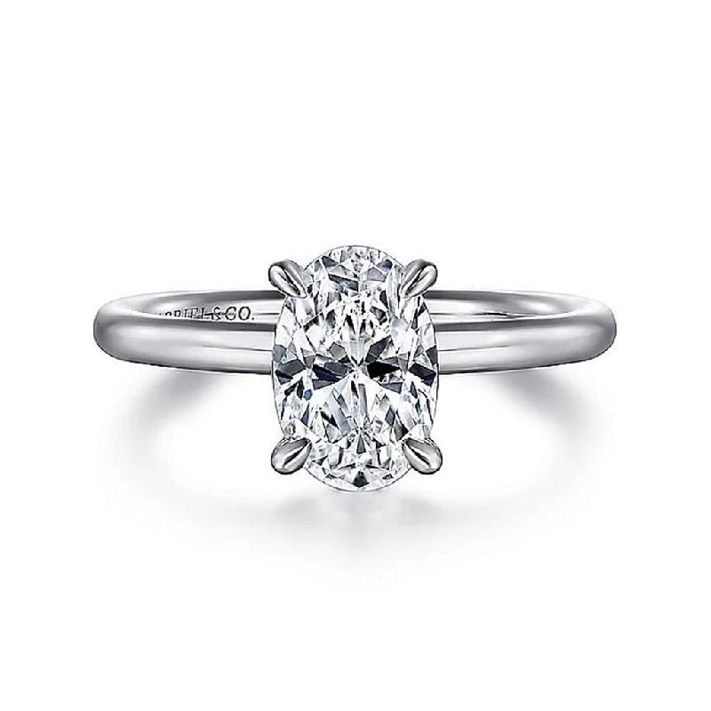 14K White Gold 'Lark' Oval Solitaire Engagement Ring