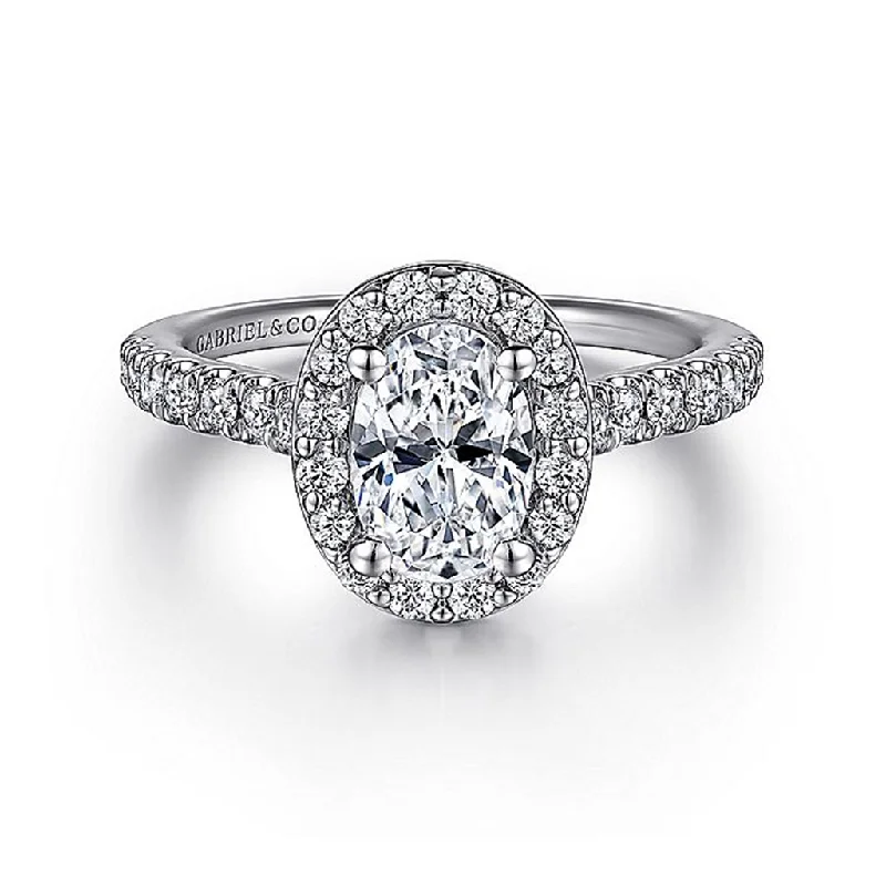 14K White Gold 'Lyla' Halo Oval Diamond Engagement Ring