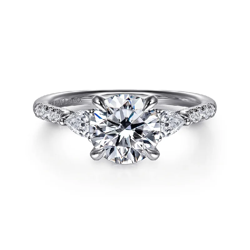 14K White Gold 'Monty' Three Stone Round Diamond Engagement Ring