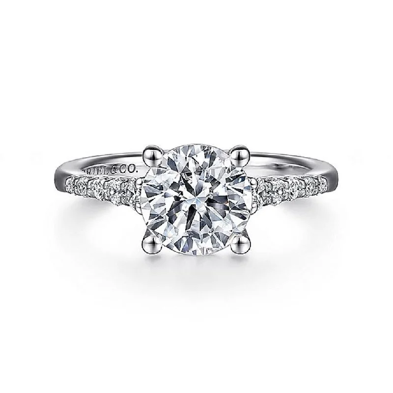 14K White Gold 'Reed' Classic Round Diamond Engagement Ring