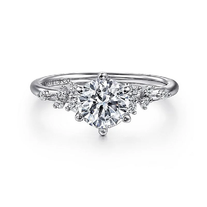 14K White Gold 'Reena' Classic Round Diamond Engagement Ring