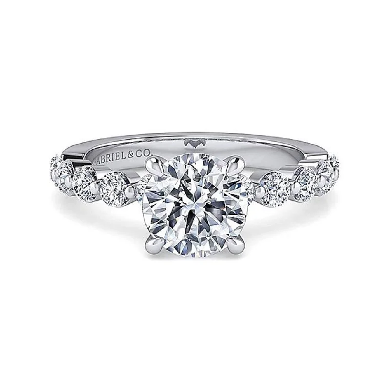 14K White Gold 'Silvey' Classic Single Prong Round Diamond Engagement Ring