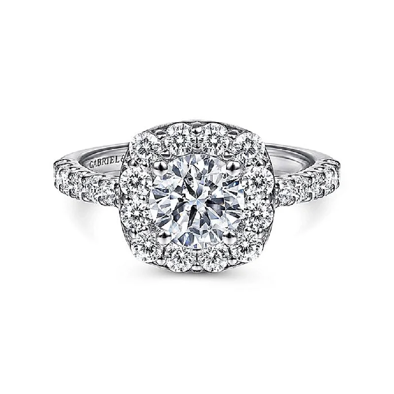 14K White Gold 'Skylar' Halo Cushion Diamond Engagement Ring