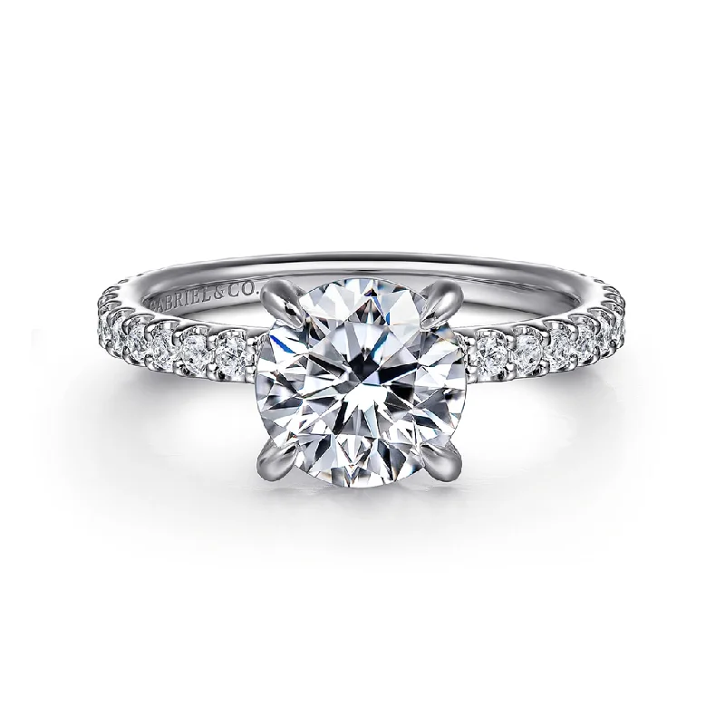 14K White Gold 'Stefie' Hidden Halo Round Diamond Engagement Ring