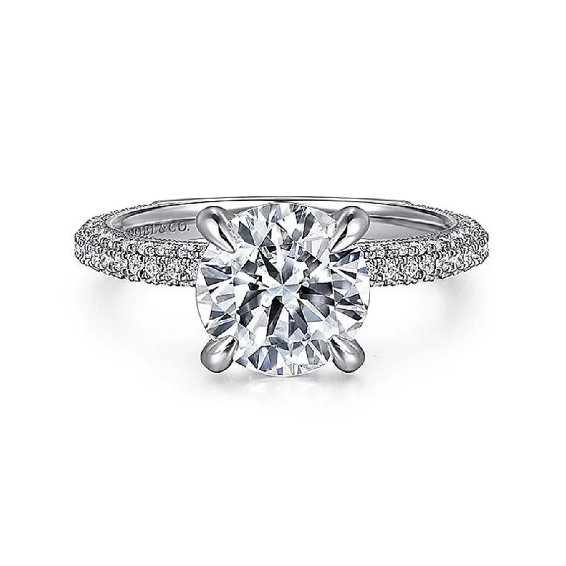 14K White Gold 'Xenia' Round Diamond Engagement Ring