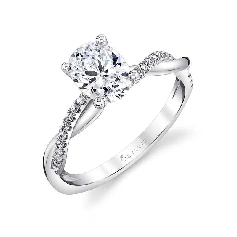 14K White Gold 'Yasmine' Twist Round Diamond Engagement Ring