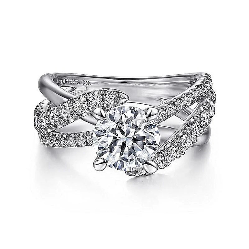 14K White Gold 'Zaira' Twist Round Diamond Engagement Ring