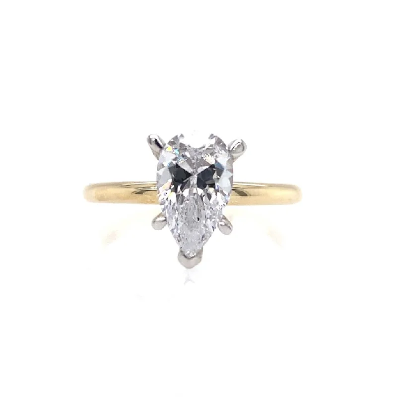 14K Yellow And White Gold 'Cari' Hidden Halo Pear Diamond Engagement Ring