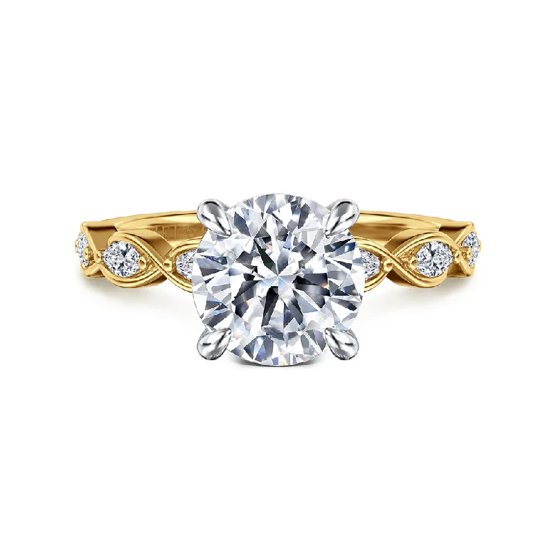 14K Yellow And White Gold 'Claudia' Hidden Halo Engagement Ring