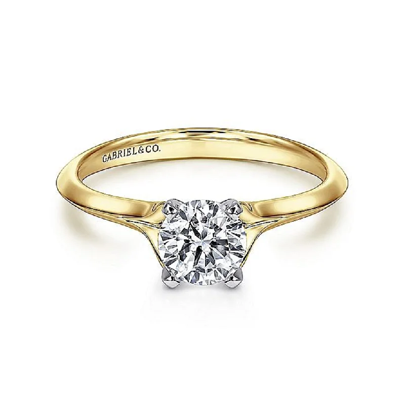 14K Yellow And White Gold 'Ellis' Round Diamond Engagement Ring