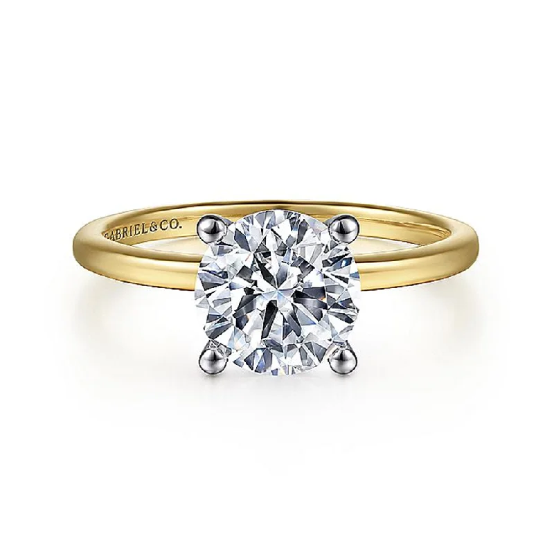 14K Yellow And White Gold ‘Evalia’ Solitaire Engagement Ring