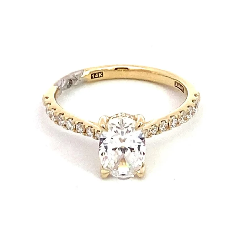 14K Yellow And White Gold Hidden Halo Engagement Ring