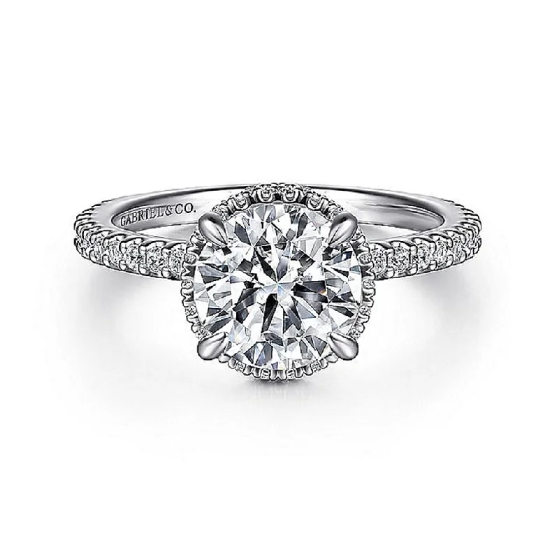 14K White Gold 'Senne' Hidden Halo Round Diamond Engagement Ring