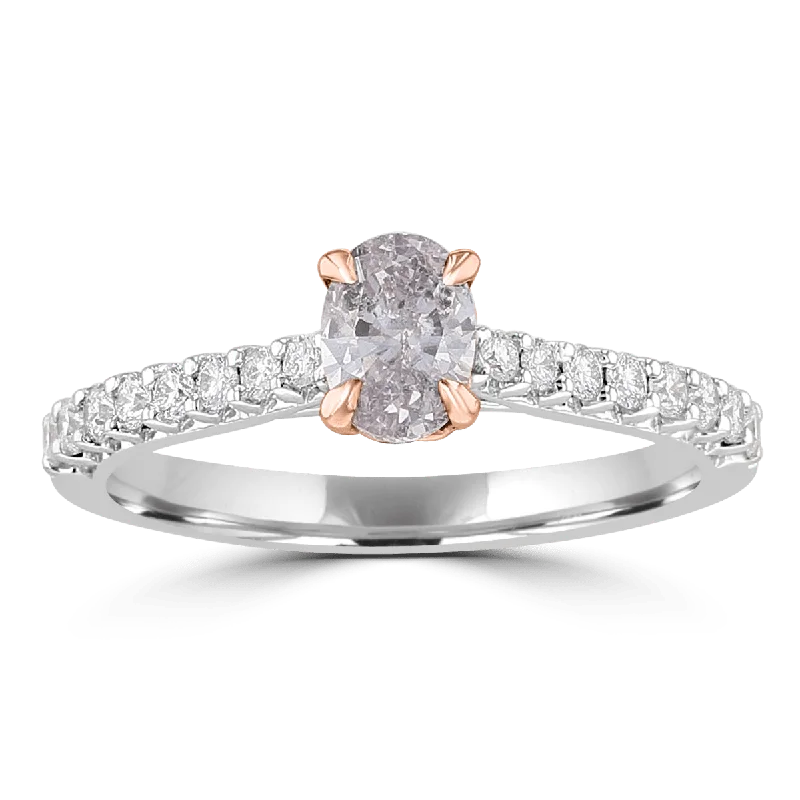 14KT WHITE GOLD 0.74 CTW LIGHT PURPLISH PINK DIAMOND ACCENT RING