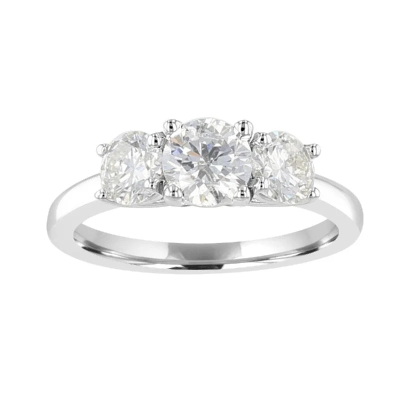 14KT White Gold 1 1/2 CTW Diamond 3 Stone Ring