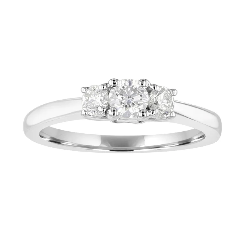 14KT White Gold 1/2 CTW Diamond 3 Stone Ring