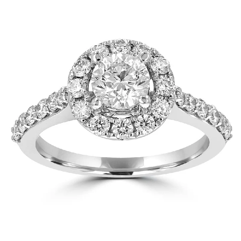 14KT WHITE GOLD 1.50 CTW ROUND DIAMOND ACCENT HALO RING