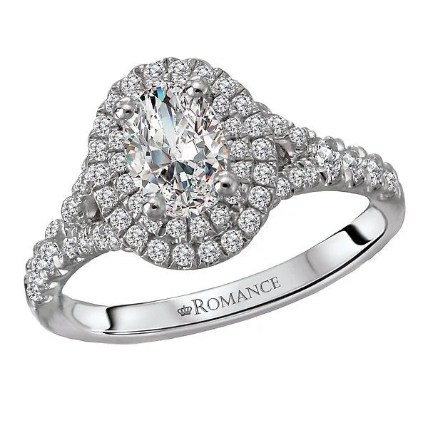 14KT WHITE GOLD 1 CTW DIAMOND DOUBLE OVAL HALO RING