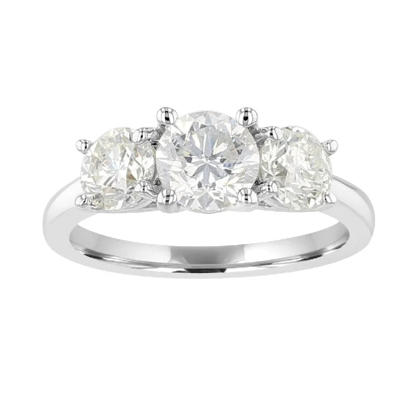 14KT White Gold 2 CTW Diamond 3 Stone Ring