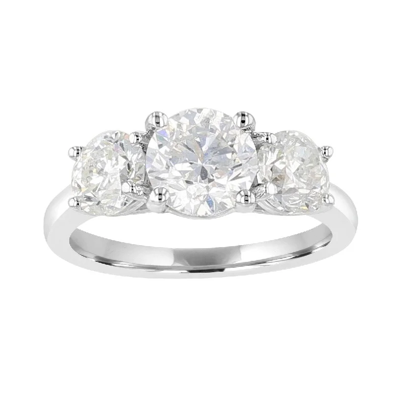 14KT White Gold 3 CTW Diamond 3 Stone Ring