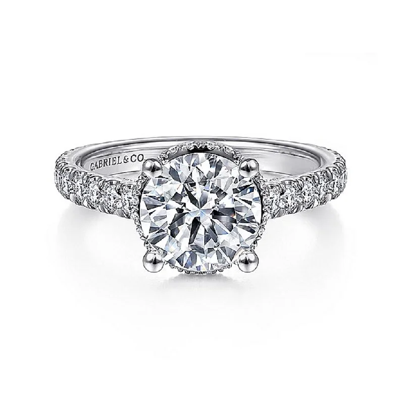 18K White Gold 'Camden' Hidden Halo Round Diamond Engagement Ring