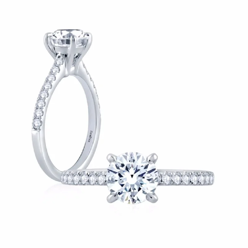 18K White Gold 'Fire & Ice' 0.51Ct Round Diamond Classic Engagement Ring