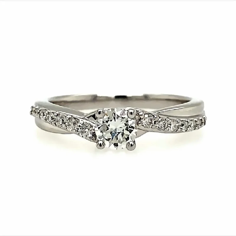 18K White Gold 0.33Ct Round Diamond Twist Engagement Ring