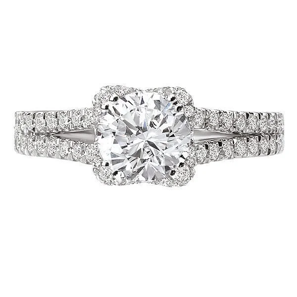 18KT White Gold 2.00 CTW Diamond Split V Shank Halo Ring