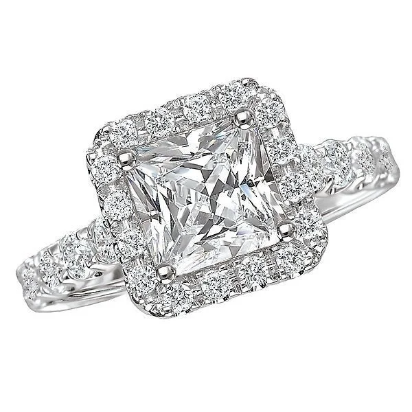 14KT WHITE GOLD 2.25 CTW DIAMOND SQUARE HALO RING