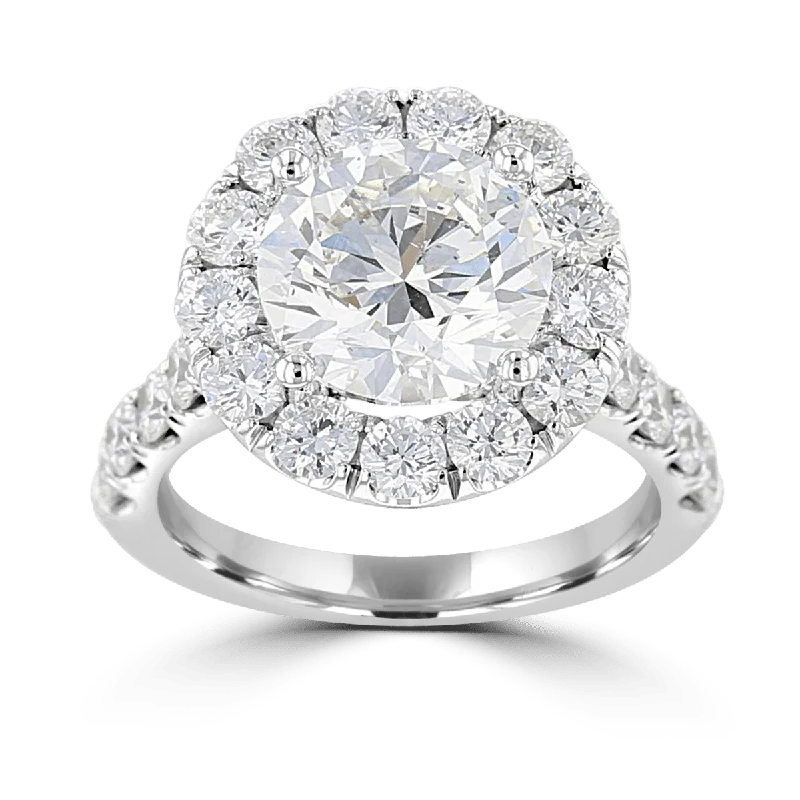 18KT White Gold 6.77 CTW Diamond Accent Round Halo Ring