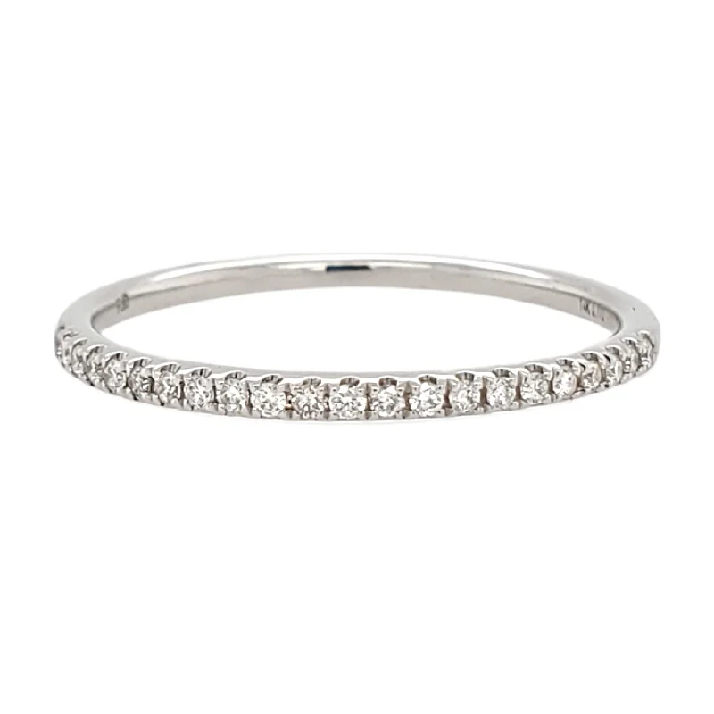 Classic Pave Diamond Band in White Gold- 0.11 ctw.