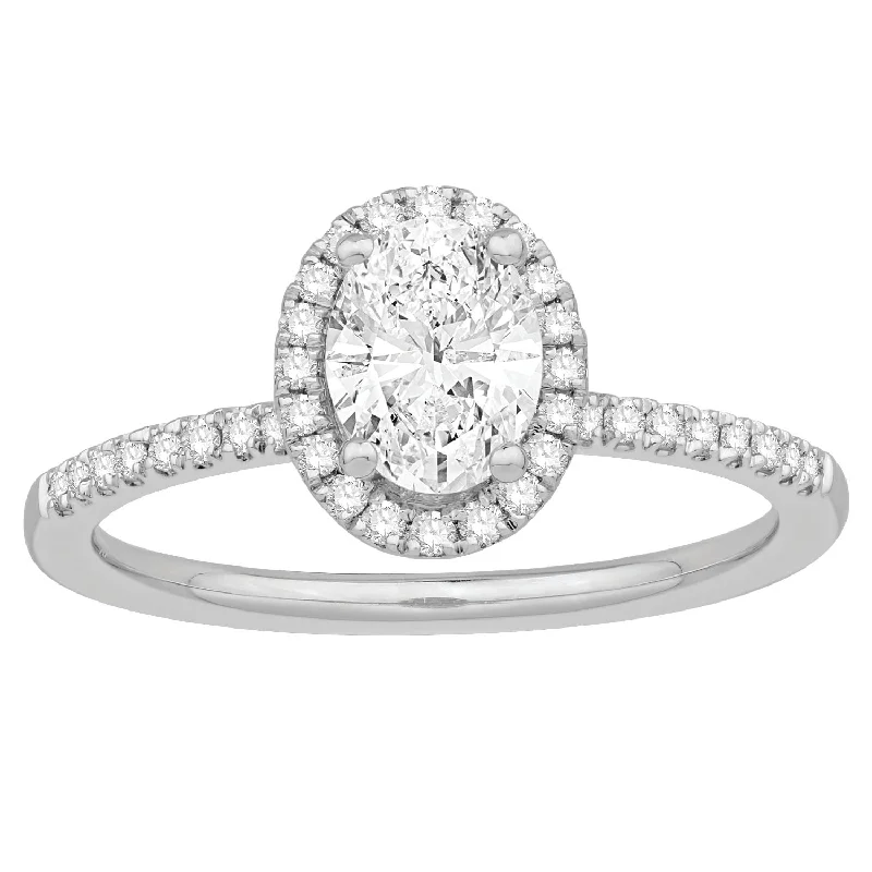 Oval Diamond Halo in 14k White Gold