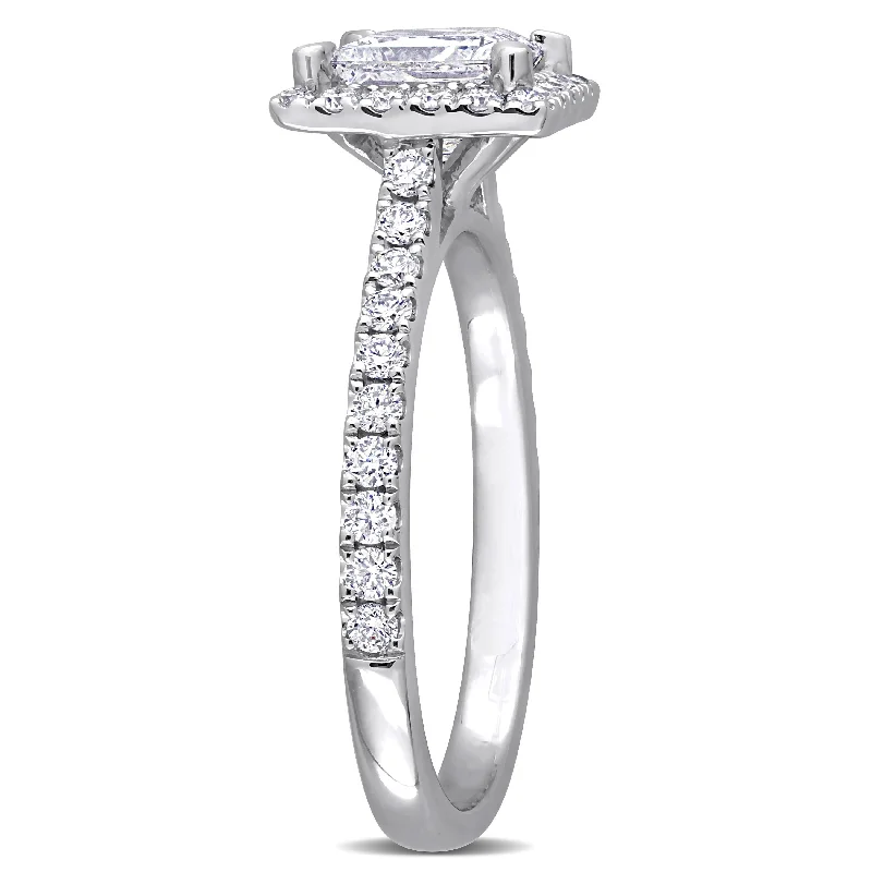 Created Forever 1ct TDW Marquise-Cut Lab-Grown Diamond Halo Engagement Ring 14k White Gold