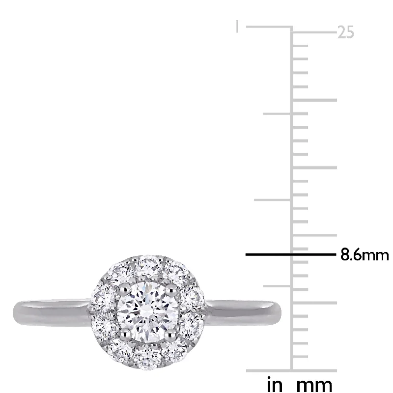 Created Forever 3/4ct TDW Lab Grown Diamond Halo Engagement Ring in 14k White Gold