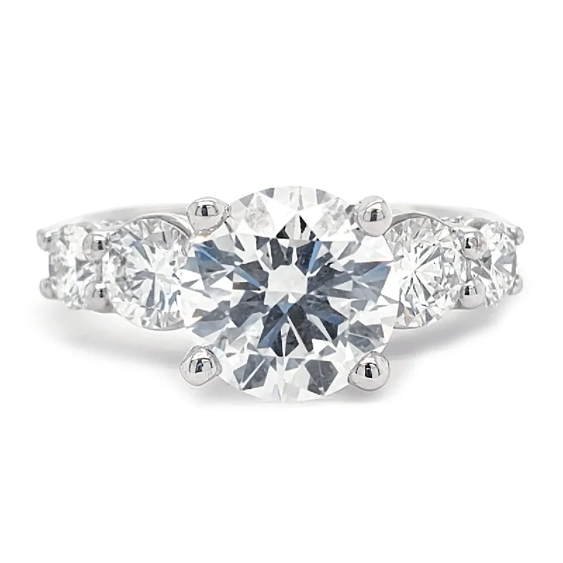 Five Stone Lab-Created Round Brilliant Cut Diamond Engagement Ring in White Gold, 3.0 cttw