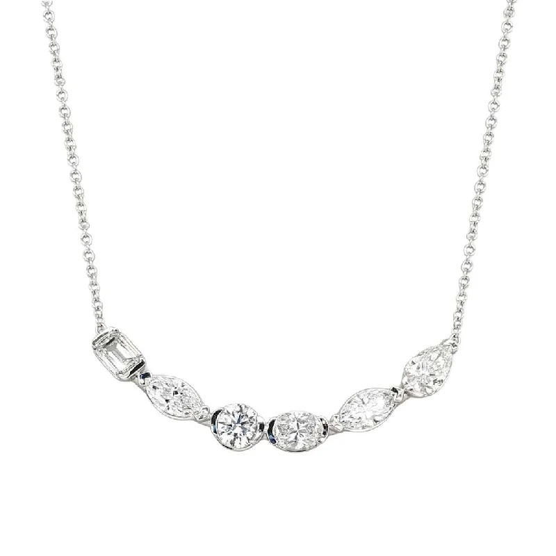 Geometric Lab-Created Diamond Bar Necklace in White Gold, 2.0 cttw